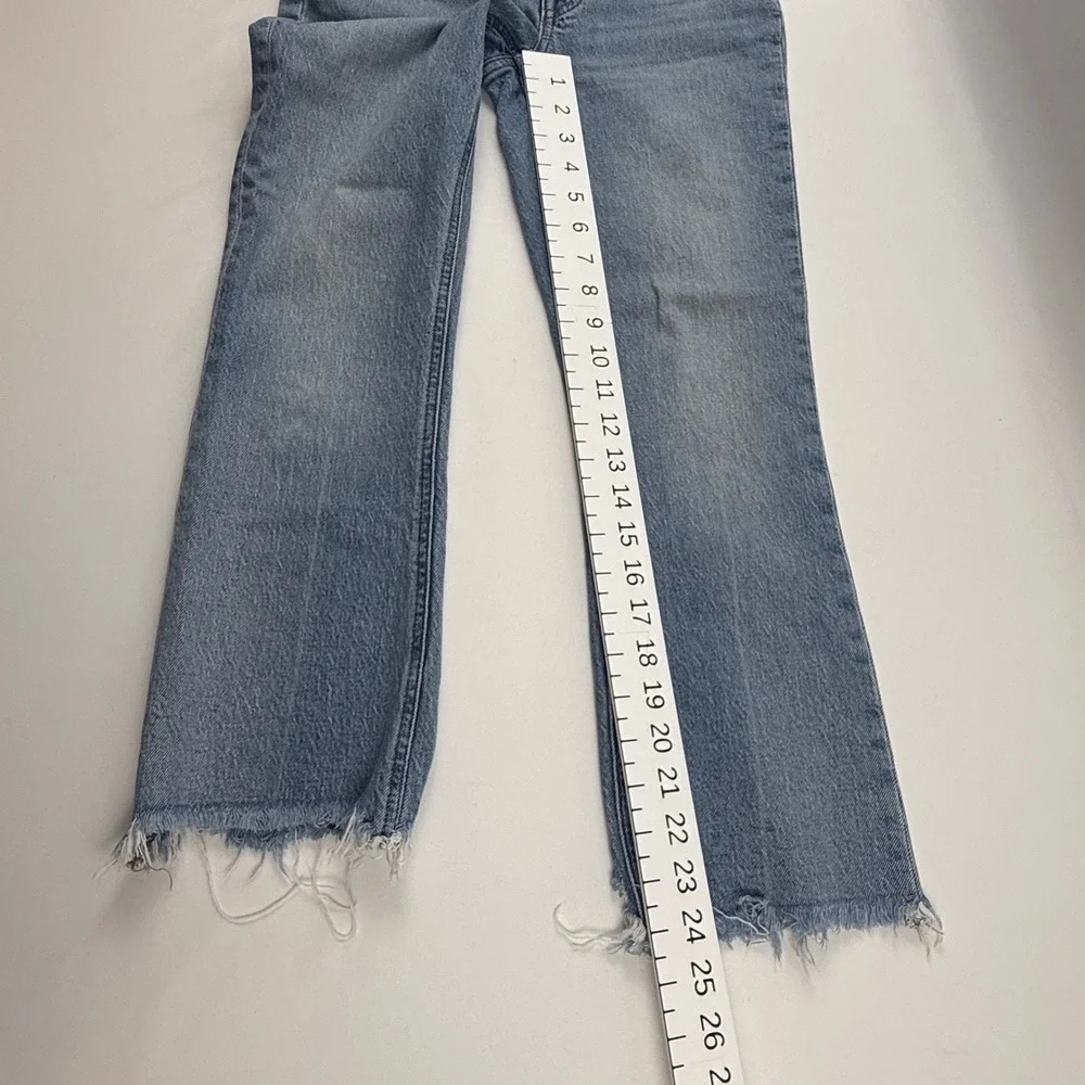 J.Crew Billie Demi-Boot Crop Jeans Light Wash Raw Hem Size 24 Mid Rise 9 Inch